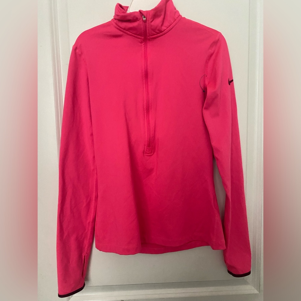 Nike Pink Fitted Long Sleeve Polo Sweatshirt